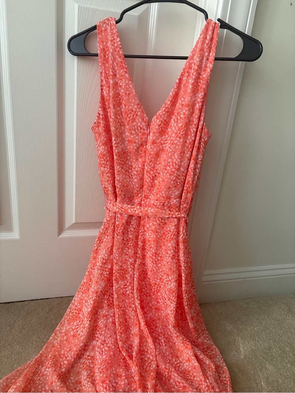DKNY Coral Floral High-Low Wrap Maxi Dress - Picture 3 of 5